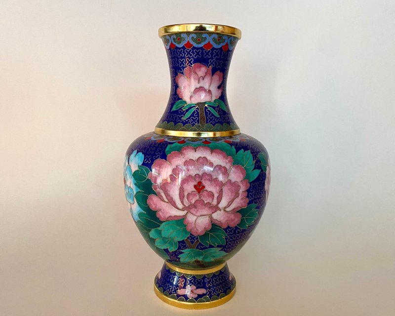 Vintage Enamel and Brass Vase in Cloisonné Technique, China, 1980 - Other - Other Metals Multicolor