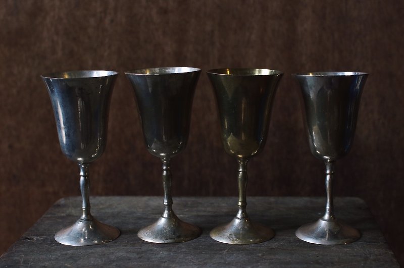 Early silver plated brass wine glass - Cups - Copper & Brass Silver