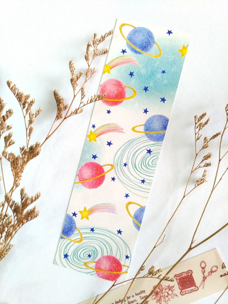 復古星球色鉛筆插畫書籤 卡片 (印刷品) - 書籤 - 紙 多色