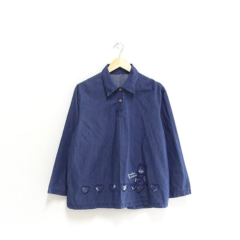 │Slowly │ retro raging - vintage shirt │ vintage. Vintage - Women's Shirts - Polyester Blue
