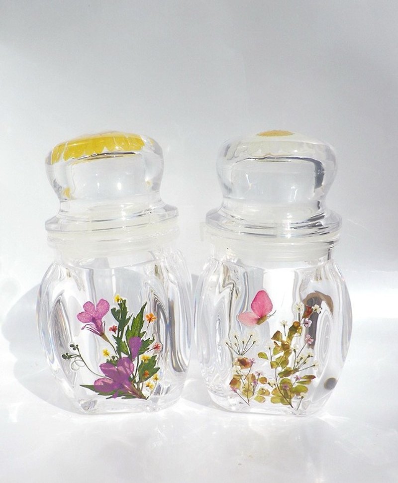 Annys workshop happiness hand made pressed flower, pressed flower spice jar - ขวดใส่เครื่องปรุง - อะคริลิค 
