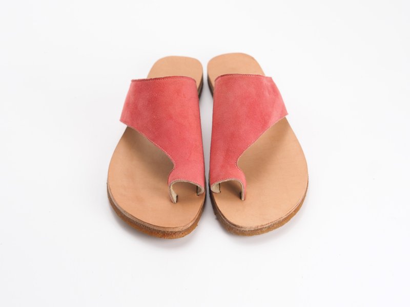 Love flower sandals sandals-pink sheep suede - Sandals - Wool Pink