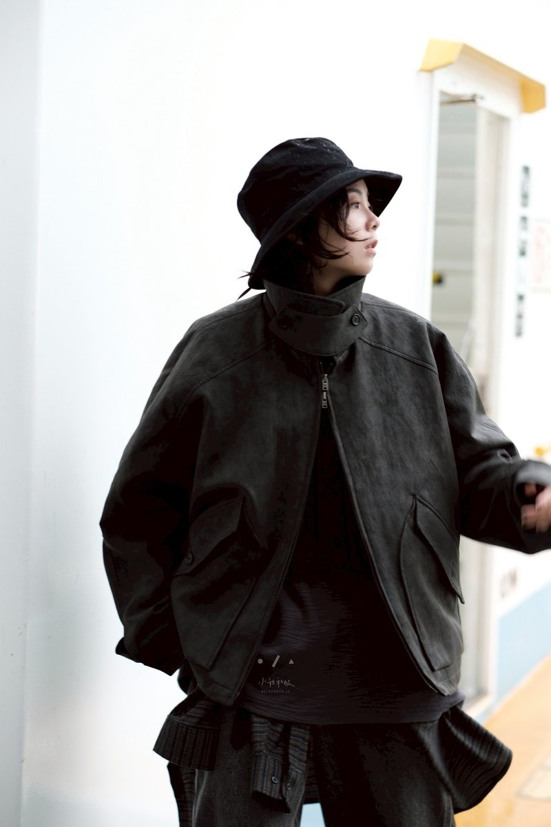 宇野港20世紀的回想皮衣夾克 - 女大衣/外套 - 其他人造纖維 黑色