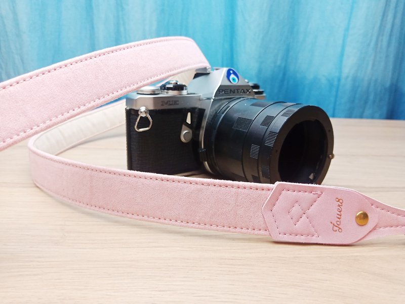 2.5 Pressure relief camera strap-cherry pink-skin-friendly soft suede cloth-sweet and lovely temperament - ขาตั้งกล้อง - ผ้าฝ้าย/ผ้าลินิน สึชมพู