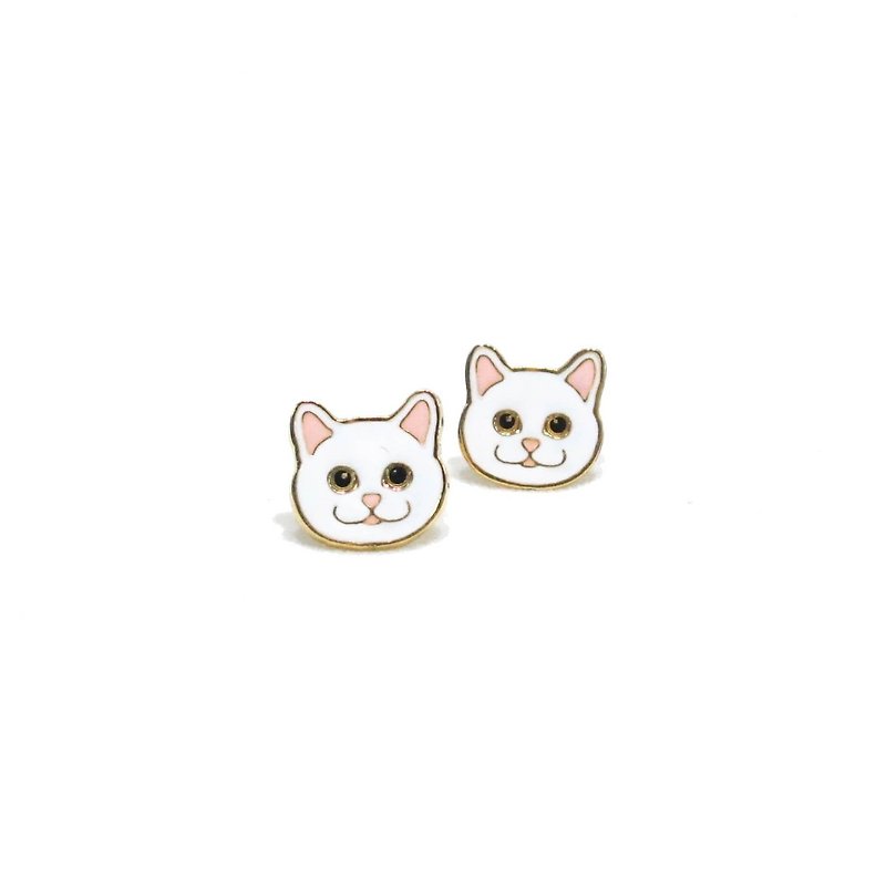 ペルシャ猫のイヤリング - ピアス・イヤリング - 貴金属 ホワイト