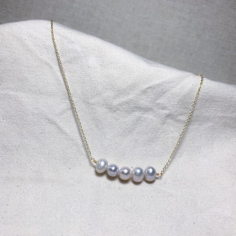 天然灰白色珍珠微笑頸鏈 - 項鍊 - 珍珠 