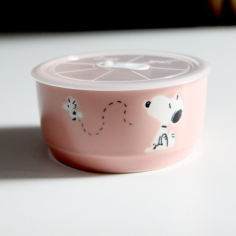 【跨年/禮物/免運/特惠】SNOOPY史努比-簡約1入保鮮碗/便當盒 - 盤子/餐盤/盤架 - 陶 粉紅色