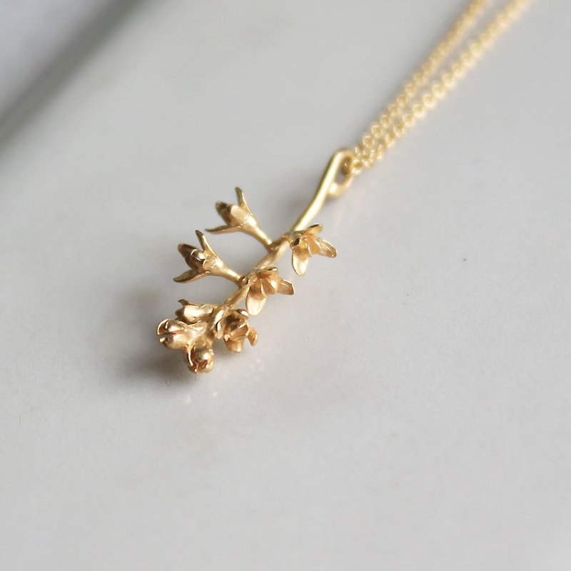 Olive flower necklace - สร้อยคอ - เงินแท้ สีทอง