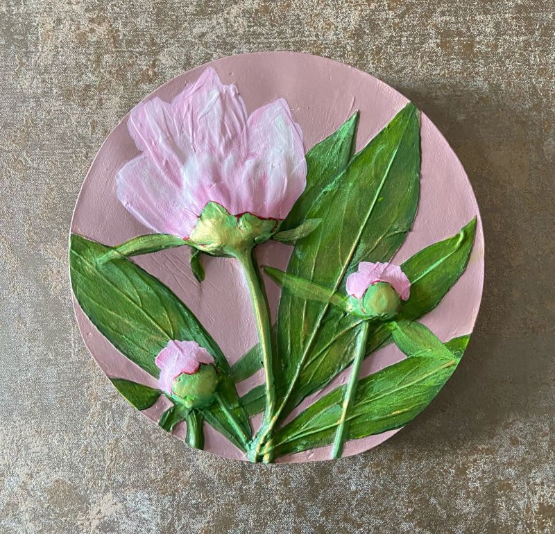 淺浮雕野花畫原創石膏牆板牆面裝飾花卉 - 壁貼/牆壁裝飾 - 其他材質 黑色