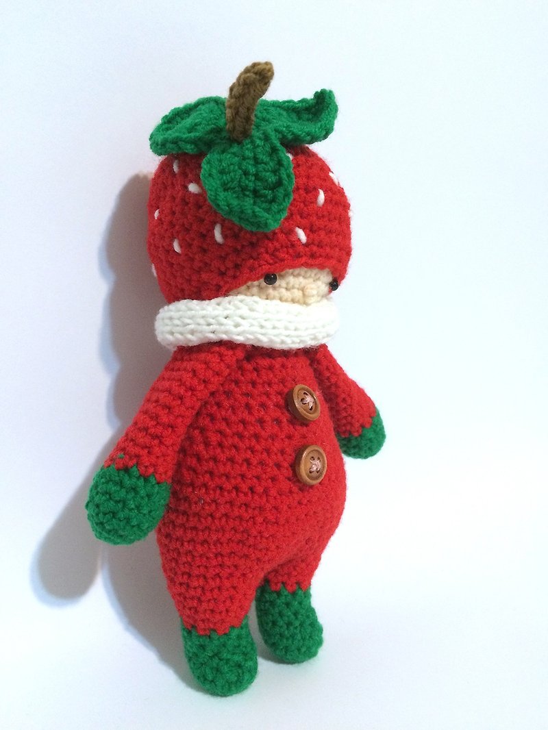 Aprilnana_森林系列_草莓妹，毛線娃娃，可愛吊飾，編織娃娃，strawberry - 公仔模型 - 紙 紅色