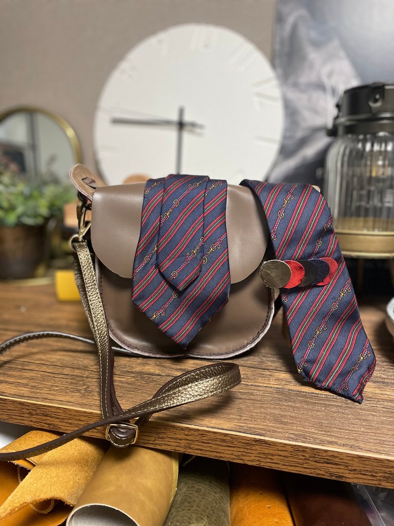 Japan Made  ネクタイリメイクバッグ - 側背包/斜背包 - 真皮 藍色