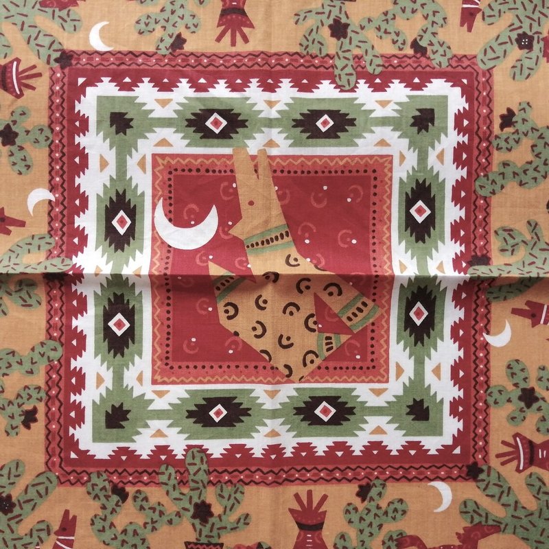 AMERICAN Native 80s Bandanna, RN16463 Made in USA, 21.5 x 21.5 inches, - 絲巾 - 棉．麻 紅色