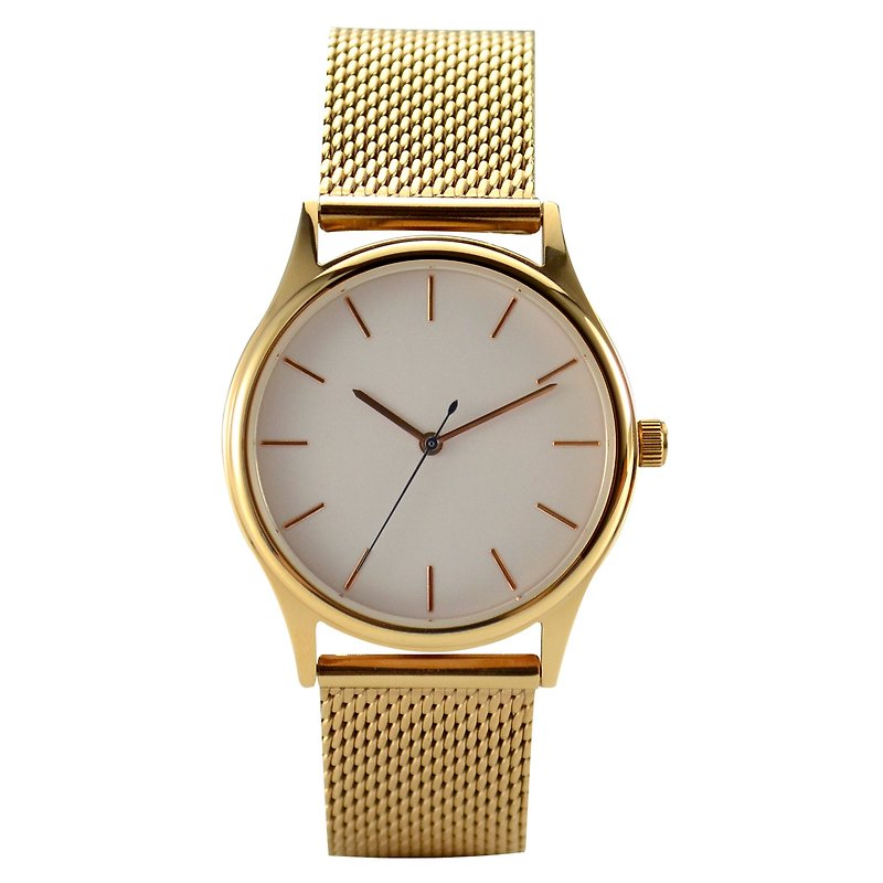 Minimalist Watch with Rose Gold thin stripes Creamy Face in Mesh Band  Free ship - นาฬิกาผู้ชาย - สแตนเลส สีกากี