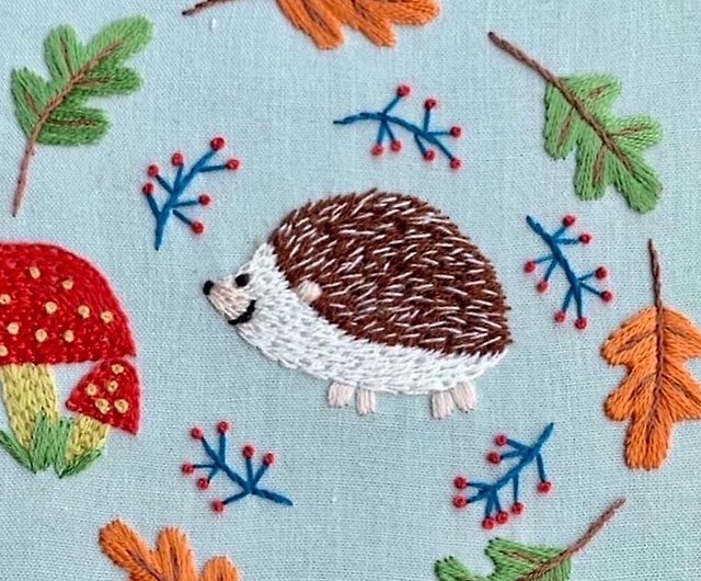 初心者刺繍素材パック - フランス刺繍 - ハリネズミの森 - ショップ