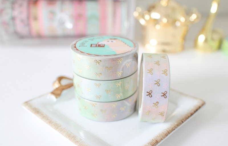 Gold foil tape - candy color bow - Washi Tape - Paper 