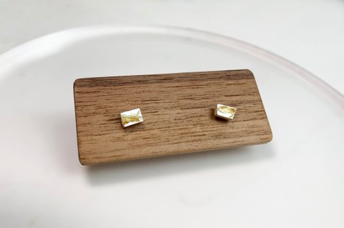 yuting jewellery 純銀破碎紋理琺瑯耳環-金色-一對/可改夾