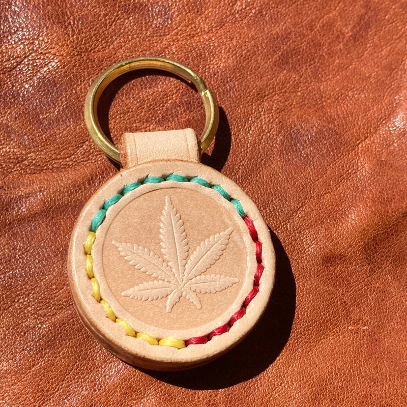 -Weed- レザーキーホルダー - 鑰匙圈/鑰匙包 - 真皮 咖啡色