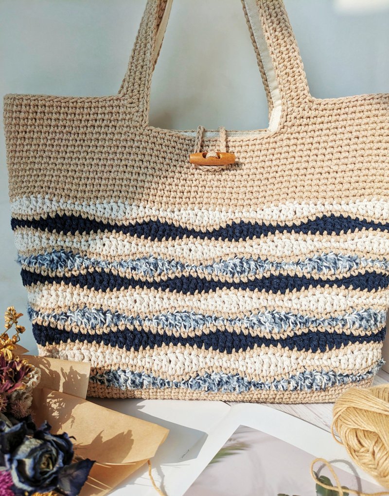 ∣Wave Shoulder Bag∣ Shoulder Bag • Handcrafted Bag • Woven Bag • Handmade Bag - Handbags & Totes - Cotton & Hemp Blue