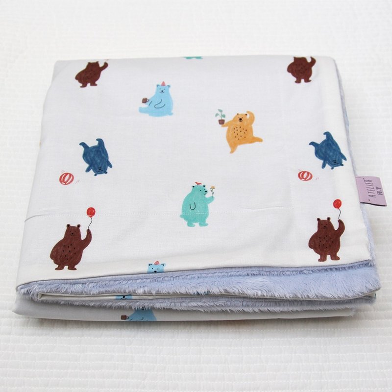 Made in korea happy bear microfiber baby blanket - Bedding - Cotton & Hemp Multicolor