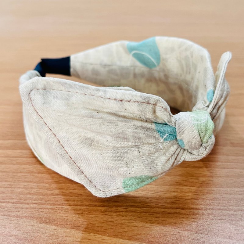 請MOYA 寬版手工髮箍 日式彩球花 - 髮夾/髮圈 - 棉．麻 藍色