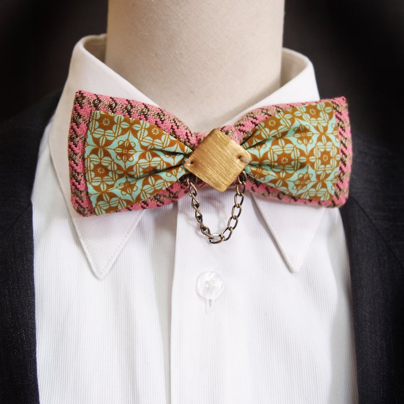 復古派對領結 bow tie - 煲呔 - 棉．麻 粉紅色