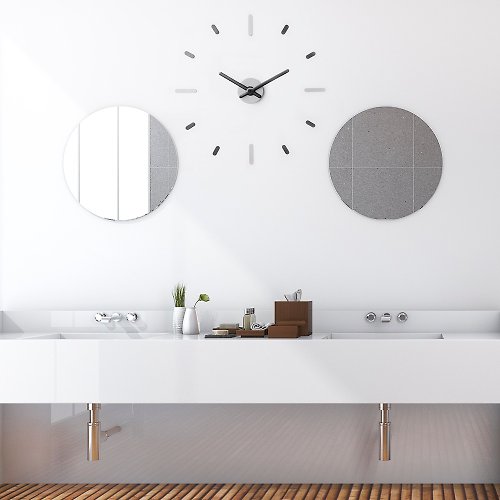 ontime On-Time Wall Clock Peel and Stick Black Gray 56 Cm. (22.5 inch)
