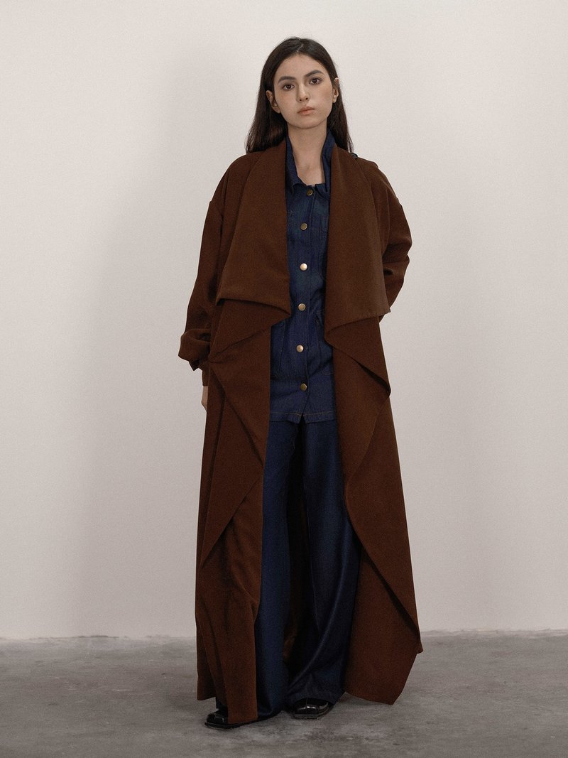 法式復古 / 慵懶感風衣長款外套 - 女大衣/外套 - 其他材質 多色