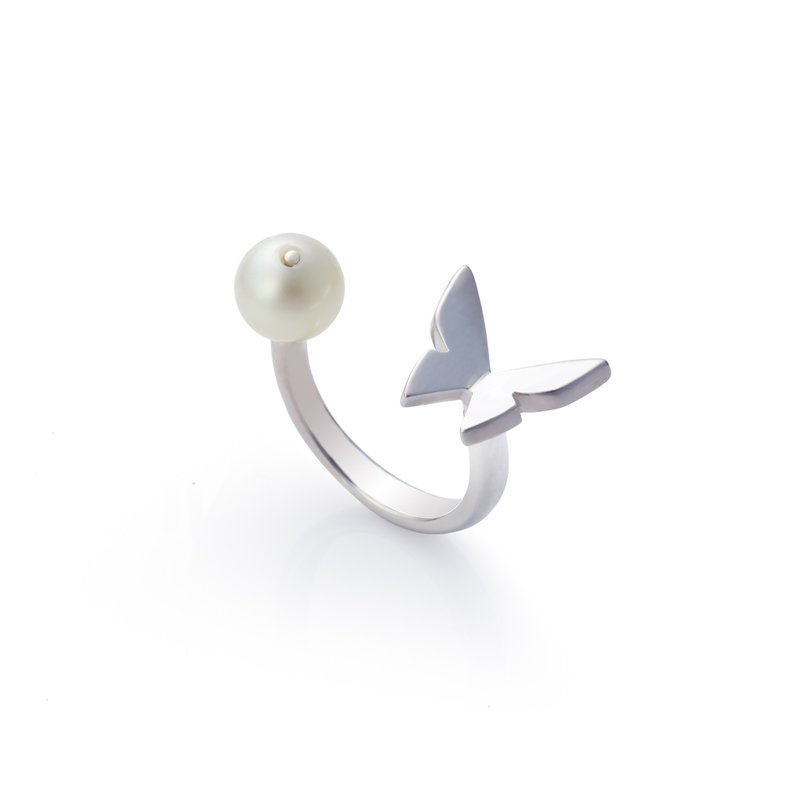 Les Papillons mini ring with pearl - General Rings - Precious Metals 