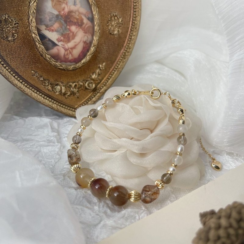 [Autumn's Whisper • Maple Leaf] Embrace of Dawn | Natural Gemstone Bracelet - สร้อยข้อมือ - เครื่องประดับพลอย สีส้ม