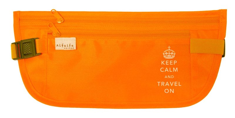 Keep Calm & Travel On Skinny Waistpocket - Orange - Other - Polyester Orange