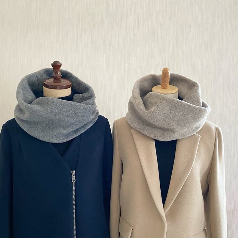 Luxury Fleece Snood Pair Set Melton High Quality Fleece - Knit Scarves & Wraps - Polyester Gray