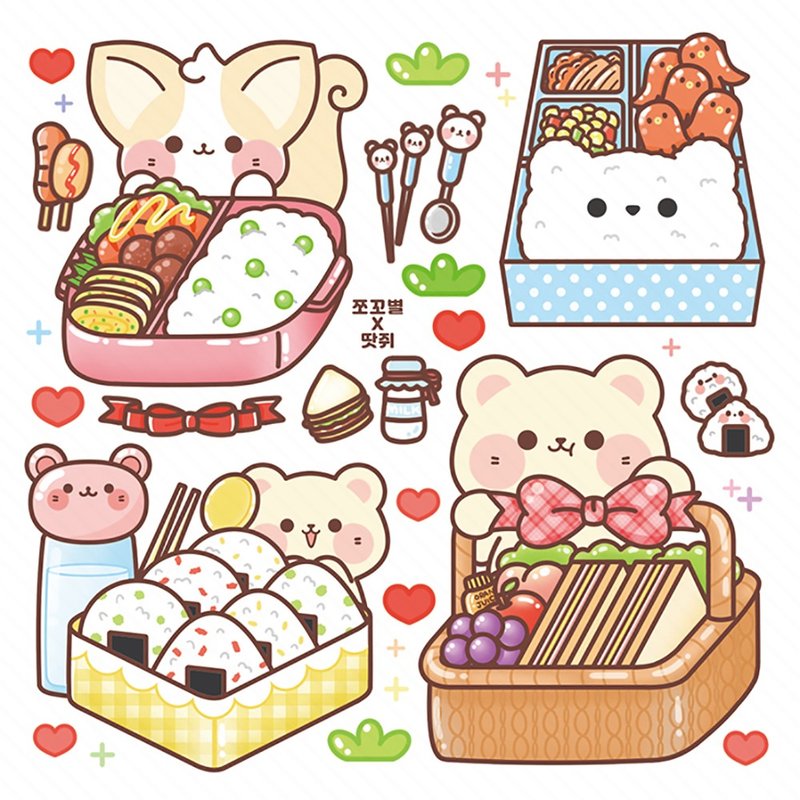 Fox Lunch Box cute animal PET sticker (ddatchi) - 貼紙 - 紙 多色