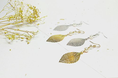 Handmade Leaf Dangled Earrings (Clip-on Available)