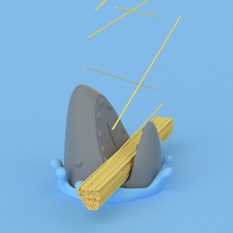 Sharkoodle 鯊魚量麵器 - 大湯匙/湯勺/鍋鏟 - 矽膠 藍色