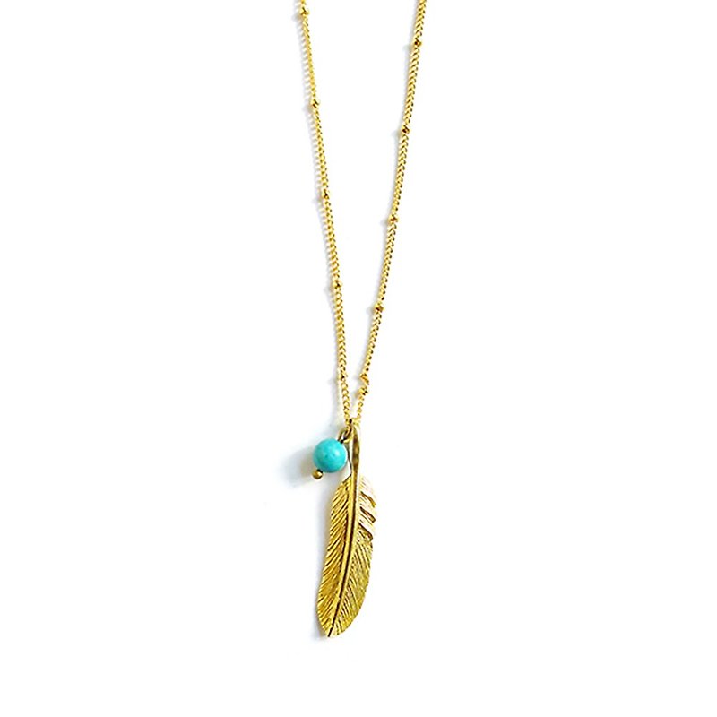 Ficelle | handmade brass natural stone bracelet | [brilliant ancient Egyptian] feathers - Necklaces - Gemstone 