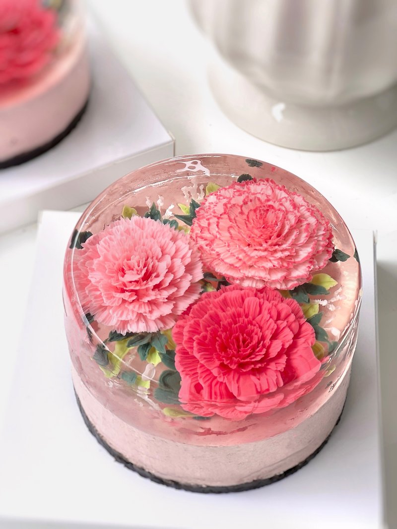 Mother's Day Cake-Gelatin Floral Art Cheesecake - เค้กและของหวาน - อาหารสด สึชมพู