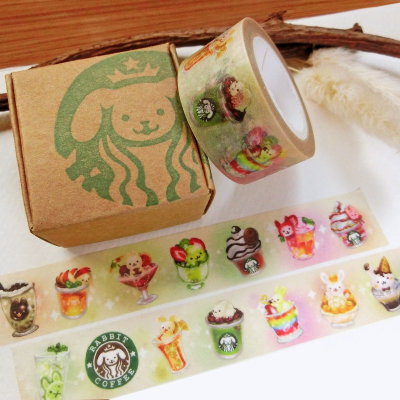2cm and paper tape - coffee drink rabbit - Washi Tape - Paper Multicolor