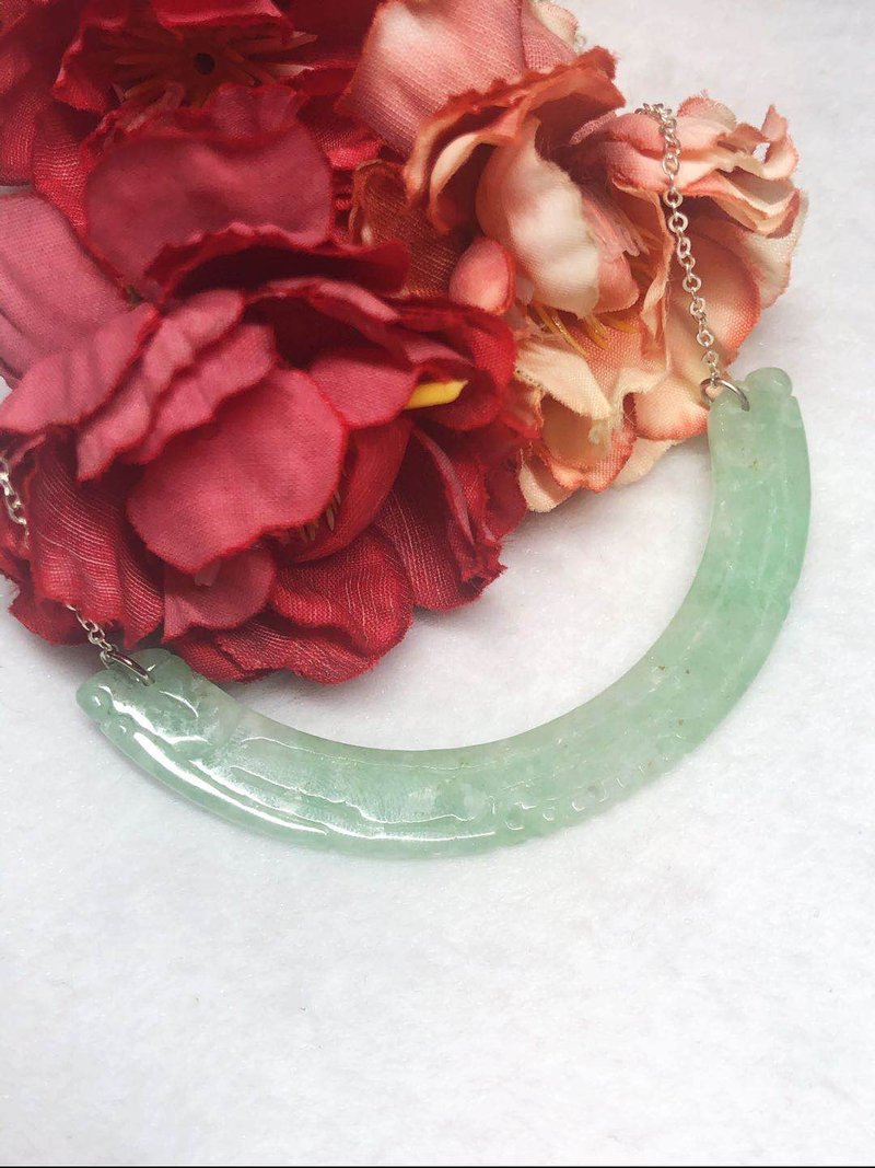 多寶晶石/天然翡翠A貨/翡鎖骨牌/平安鎖骨牌/翡翠鎖骨練/附證書 - 項鍊 - 玉石 透明