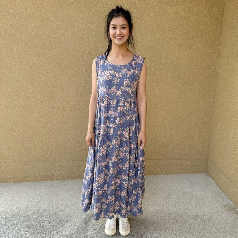 Hana Mokuba 無袖優雅花朵休閒洋裝 - 洋裝/連身裙 - 其他材質 