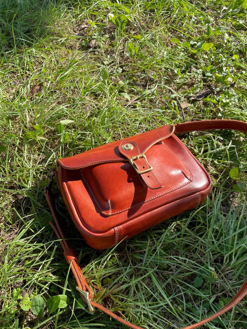 Kangaroo Side Backpack/Crossbody Color: Dark Caramel Vegetable Tanned Leather - Messenger Bags & Sling Bags - Genuine Leather Brown