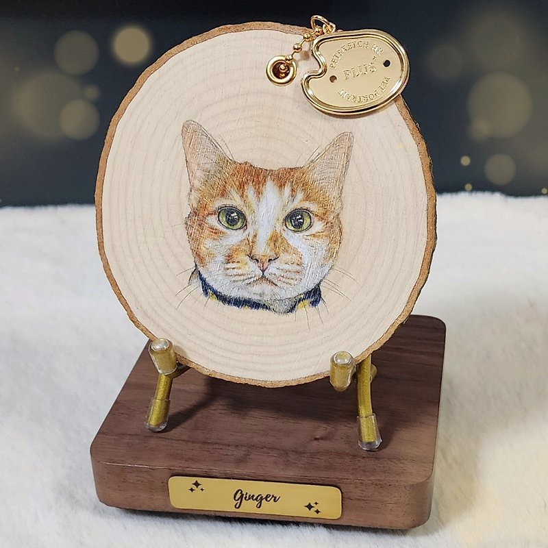 [Customized] Super detailed | Pet wood painting | Wood color | Cat | Hong Kong Shorthair | Tang Cat | - ภาพวาดบุคคล - ไม้ 
