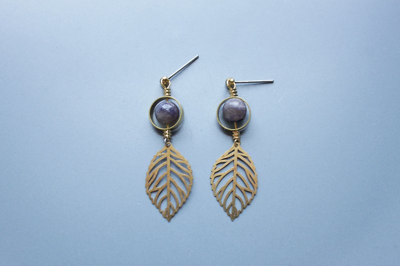 Foliage - earring  clip-on earring - Earrings & Clip-ons - Copper & Brass Purple