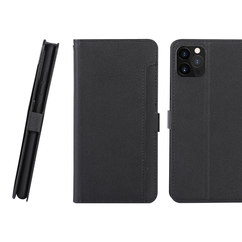 CASE SHOP iPhone 12 / 12 Pro 專用前收納式側掀皮套-黑 - 手機殼/手機套 - 人造皮革 黑色