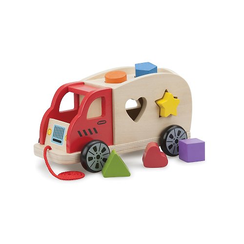 Rikunori Toys 瑞克腦力 【荷蘭New Classic Toys】寶寶木製幾何積木車 - 10564