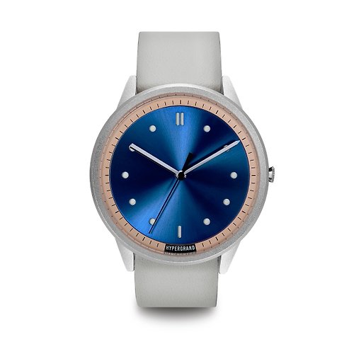 HYPERGRAND HYPERGRAND - 02基本款系列 - 銀藍錶盤白皮革 手錶