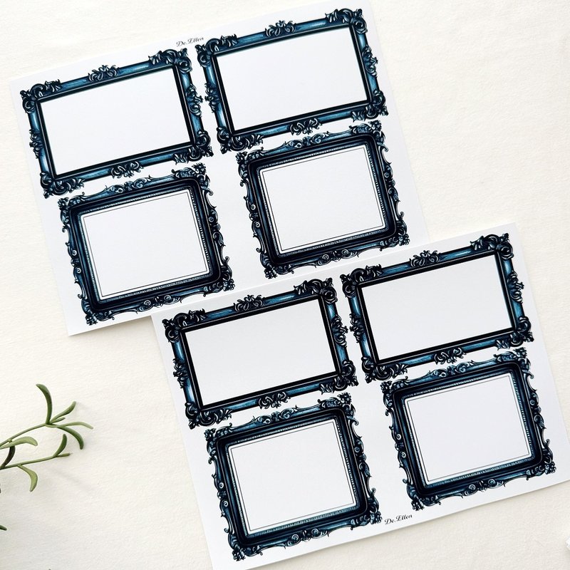 A502 Blue + A503 Blue - Antic Frame Blue - 貼紙 - 紙 