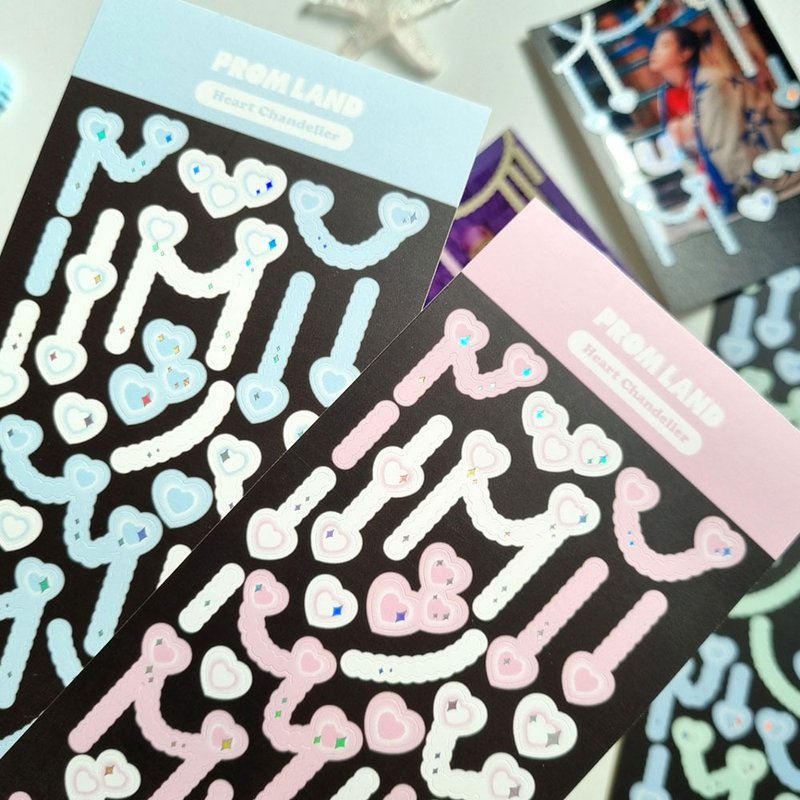 Heart Chandelier Deco korea stickers pack - 貼紙 - 其他材質 多色