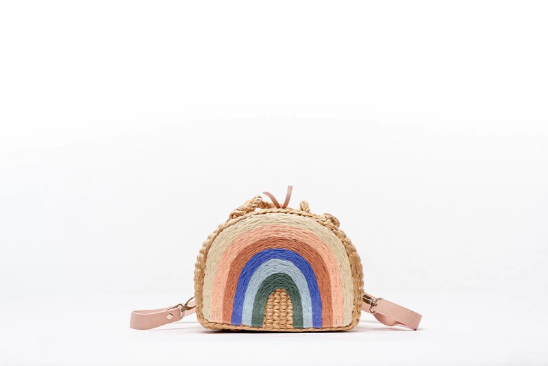 Children's Straw Backpack (Pink Rainbow) - กระเป๋าเป้สะพายหลัง - วัสดุอื่นๆ 