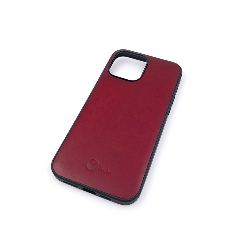 手工植鞣皮革-iPhone 13 Pro Max手機殼 - 手機殼/手機套 - 真皮 紅色
