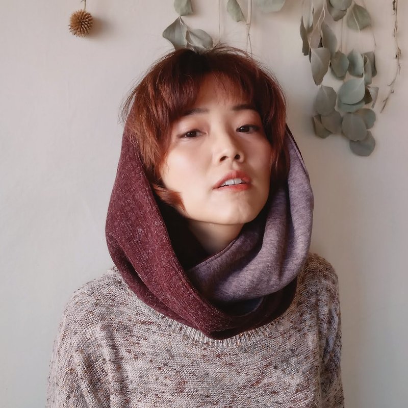 Knitting Look Red Scarf - Knit Scarves & Wraps - Wool Brown